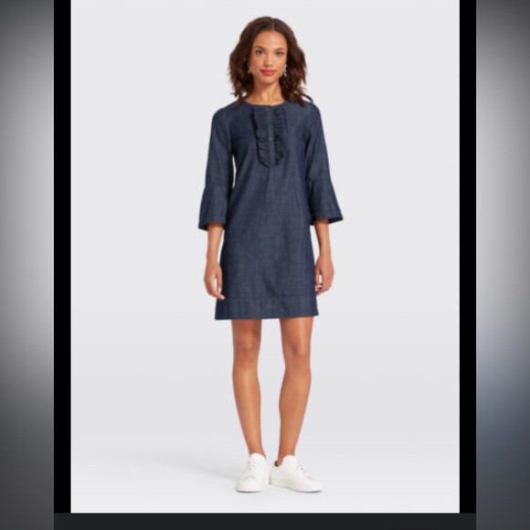 Draper James Chambray Ruffle Shift✨ - Picture 2 of 9